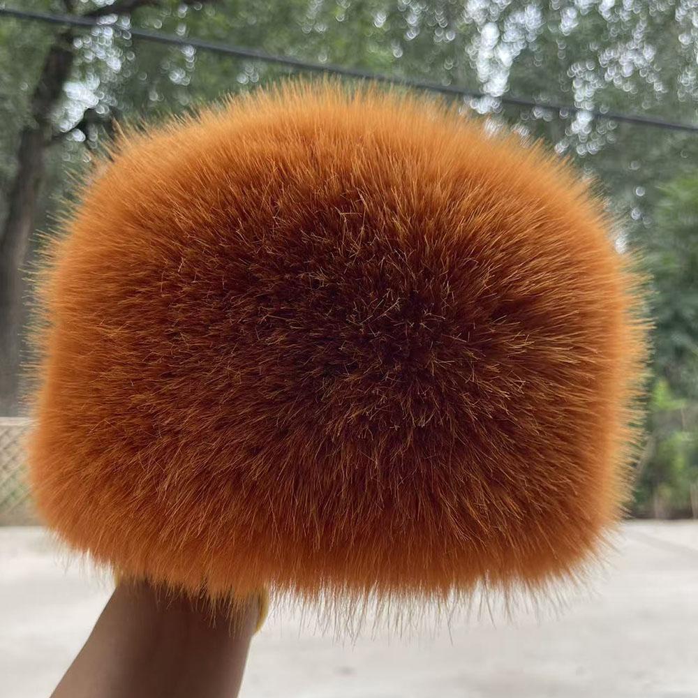 Fur Hat Women Warm Snow Ski Cap Female Fluffy Faux Fur Bucket Hat Thick Winter Outdoor Earwarmer Windproof Ear Protect Caps