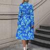 European And American Women'S Clothing Long-Sleeved Lapel Print Shirt Dress