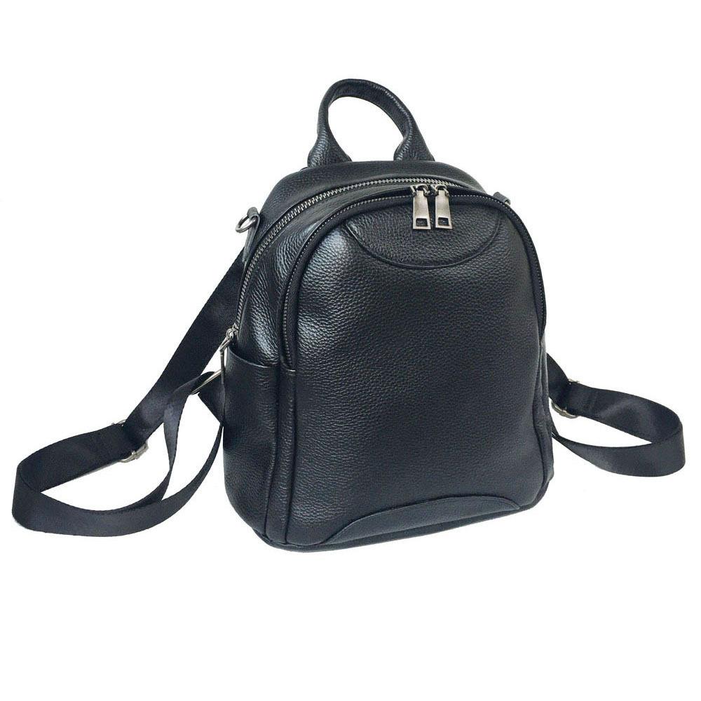 Women'S Leather Backpack Black Women'S Bag First Layer Cowhide Double Mezzanine Zipper Backpack Travel Bag