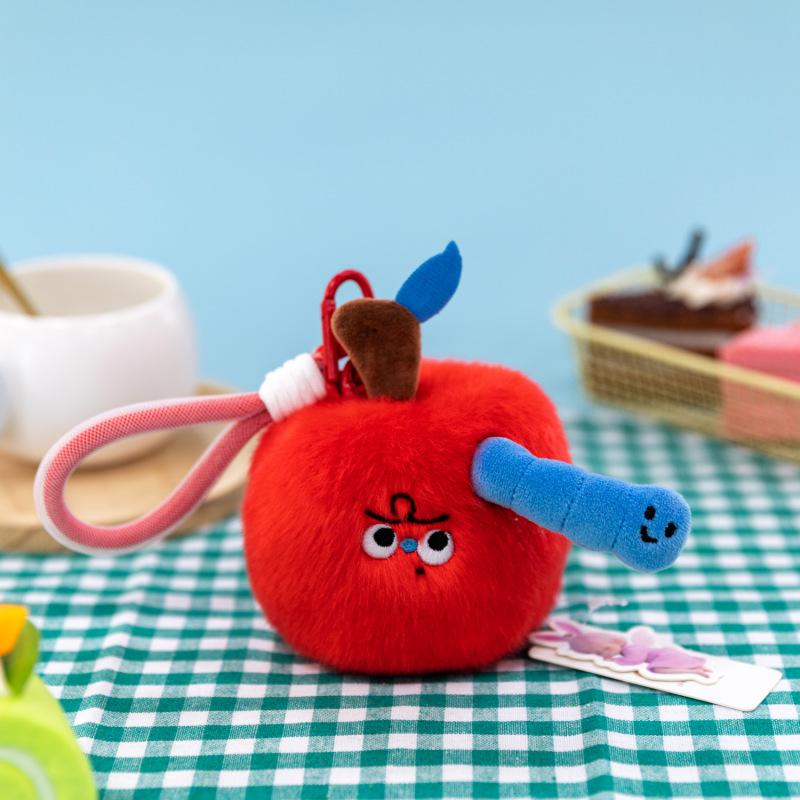 

Cute Apple Series Plush Keychain Kawaii Apple Core Plushie Toy Funny Christmas Decor Bag Pendant for Friends Gift Christmas Eve