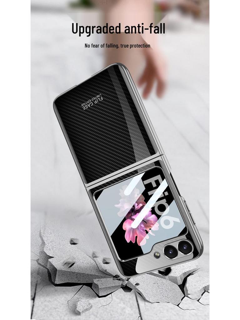 Samsung Z Flip6 Foldable Phone Case: Lightweight Glass Electroplating PC Hard Shell with Bare Metal Feel by GKK