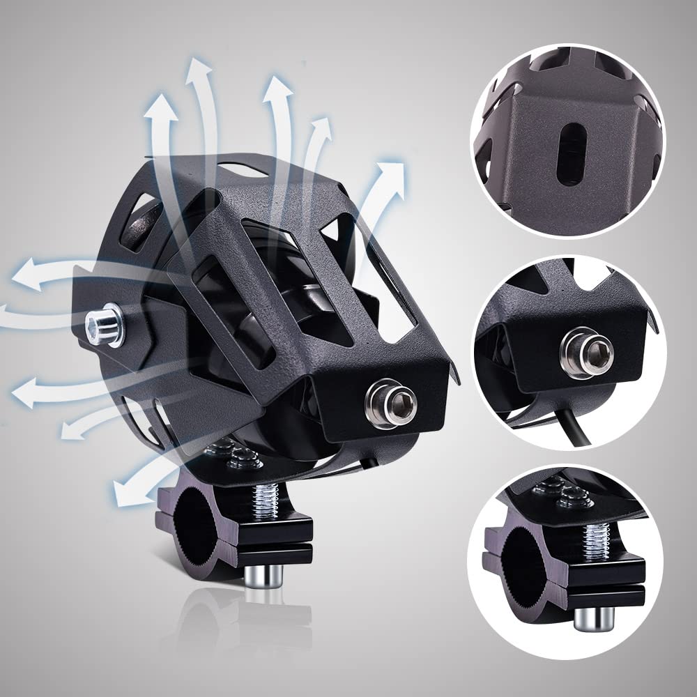X-STYLE U7 Motorcycle Fog Lamp, 2 Modes, White + Green Squid Ring, LED Headlight,