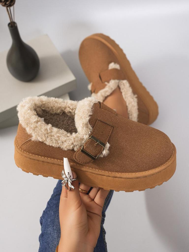 Women's Retro Snow Boots Fleece-lined Moccasins, 2025 Thick-soled Slip-on Winter Shoes.