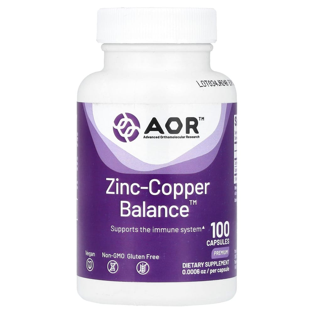 

AOR Zinc-Copper Balance Vegetable Capsules, 100 Count 1 ea - 100 ea