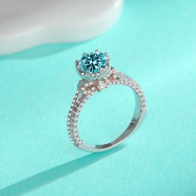 Anillo de plata S925 con moissanita y lazo cerrado para mujer, anillo de propuesta con microincrustaciones de nicho en color D en plata esterlina S925