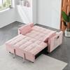 3 in 1 Convertible Sofa Bed, Modern Velvet Loveseat Sleeper Sofa Bed with Adjustable Backrest, Storage Pockets and Pillows, Sui