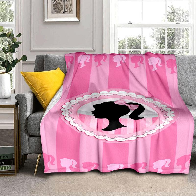 1pc Pink Girly Wallpaper Cartoon Blanket,Portable Throw for Travel & Camping, All Season Cozy Blanket,Ideal Gift