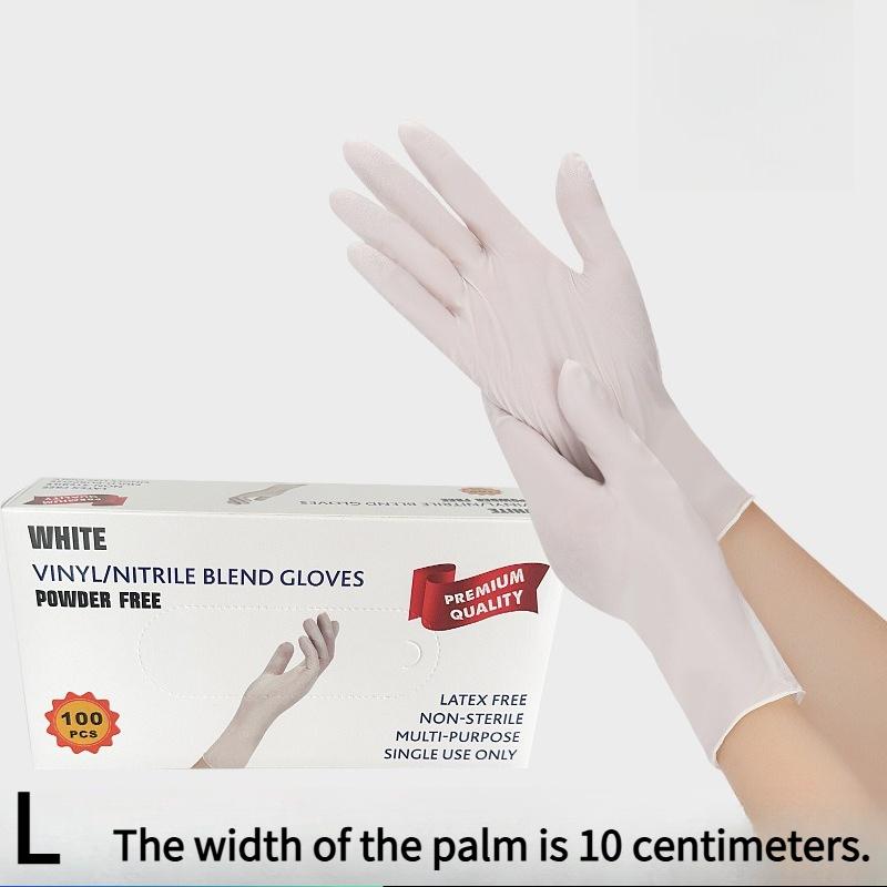 100PCS plastic disposable nitrile gloves mixed nitrile gloves thickened food grade composite nitrile protective gloves