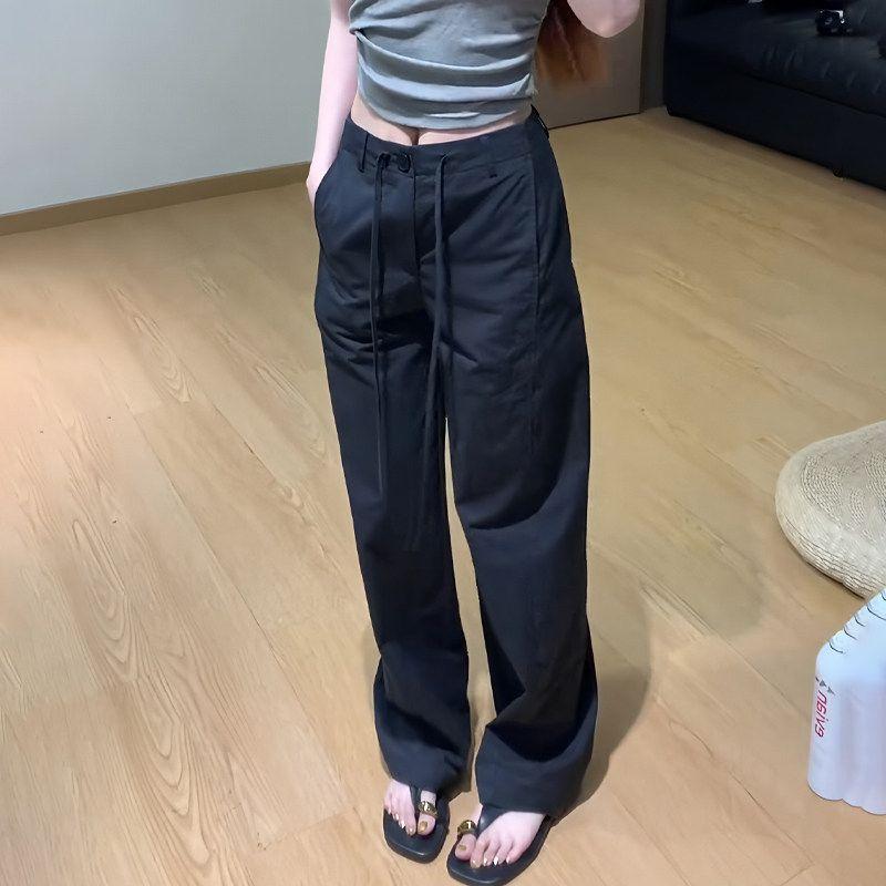 

Navy Blue Slim Straight-Leg Drapey Casual Pants for Women, 2026 Spring New Versatile Office Wear, Slimming and Comfortable Long Pants Navy blue M
