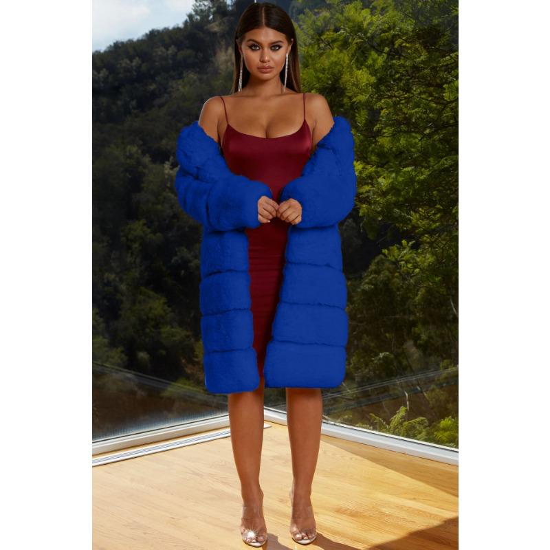 New imitation fur coat cotton coat thickened long women's coat trench coat first-hand light luxury style