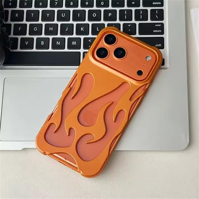 New 3D Flame Pattern Phone Case for iPhone16 17 15 13 12 11 14 ProMax 15 Plus Fashion Hollow Slim Shockproof Protective Soft Cover