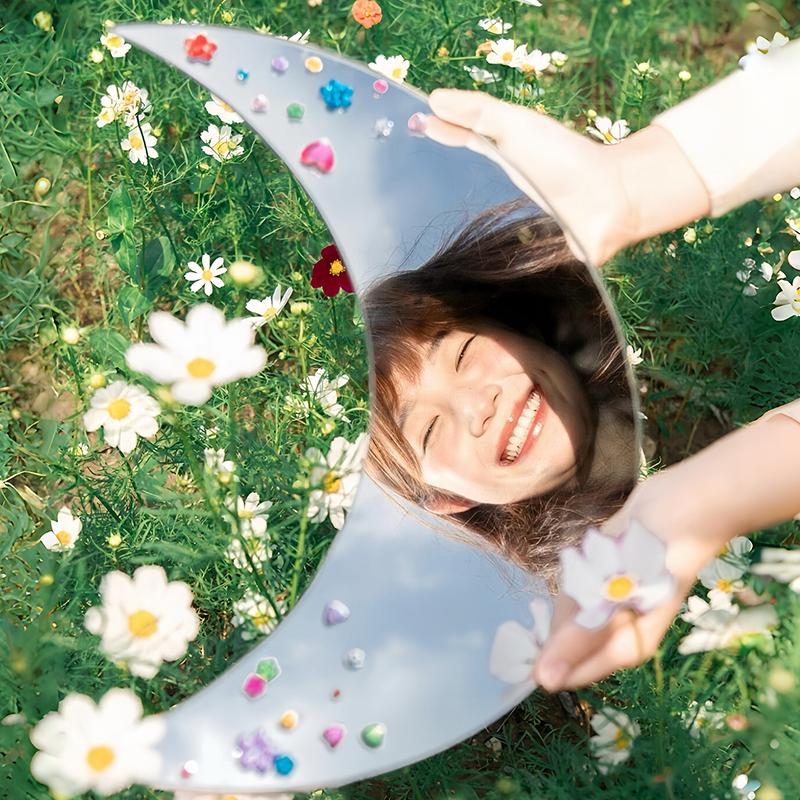Travel Selfie Convex Mirror Photography Props Decorative Butterfly Shaped Hand Mirrors Portable Girls' Makeup Mirrors