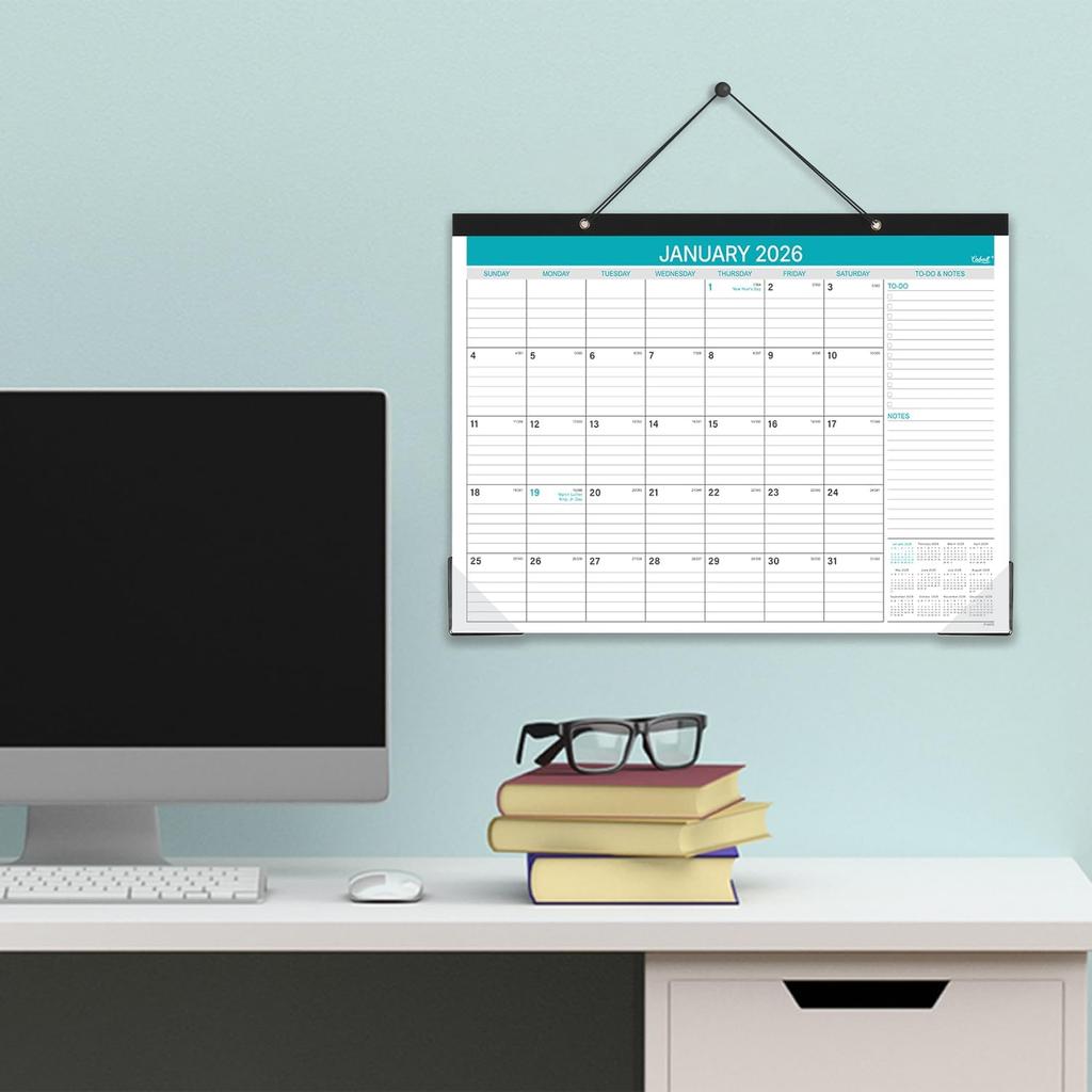 2026 Desk Calendar - 2026 Calendar from January to December 2026, 12 Monthly Calendar 2026 with Ruled Blocks for Planning, 14.6'' x 11.5''
