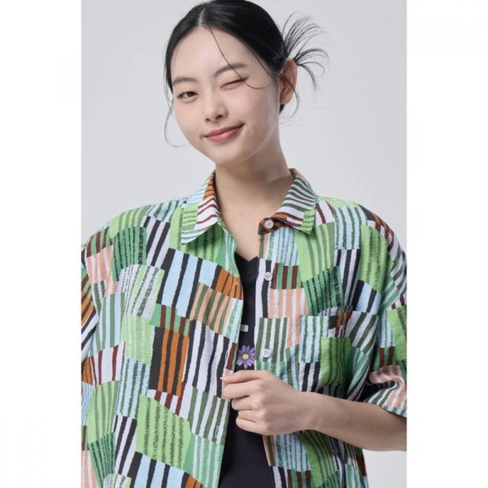 Benetton Women S Multi Stripe Short Sleeve blouSe Babl97631