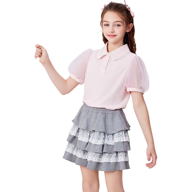 YEEHOO Girls Cooling Anti-bacterial Princess Style Polo T-Shirt 150