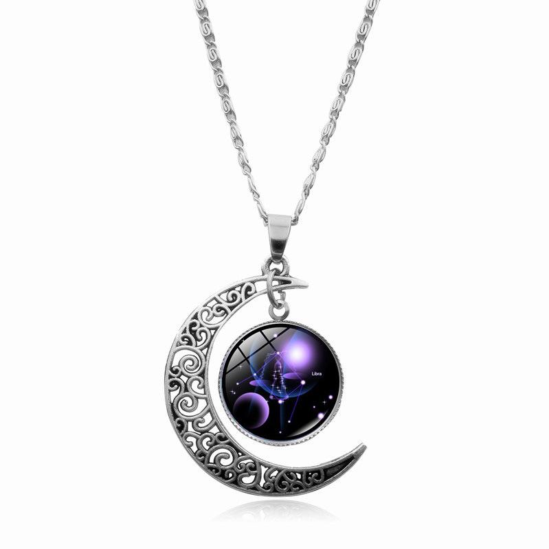 

Twelve Zodiac Moonlight Gemstone Necklace Women s Fashion Accessory Collarbone Chain Birthday Gift