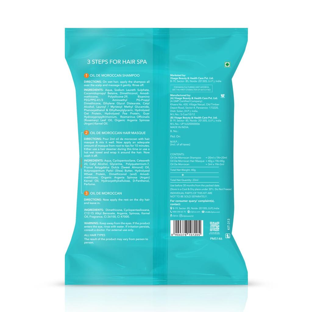 O3+ Oil De Moroccan Hair Spa Kit With Argan Oil Hair Mask 40gm+23ml For All Hair Types