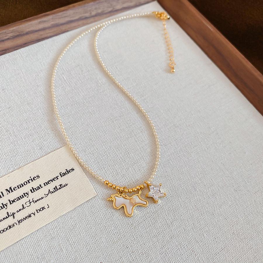 French simple zircon natal year pony pendant necklace accessories women's sweater chain necklace