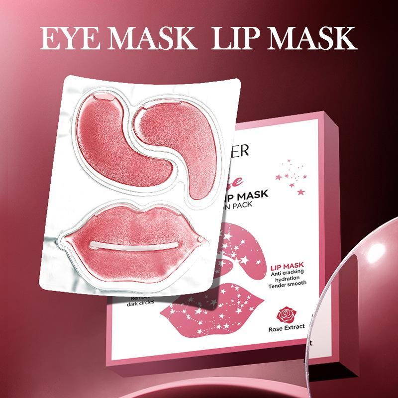 Sadoer Rose Eye Mask And Lip Mask Set Moisturizes Eyes And Protects Lips