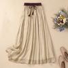 Skirt for Women  Summer Casual Versatile Elastic High Waist Long Loose Solid Color Trousers Stretchy Slim Skirt