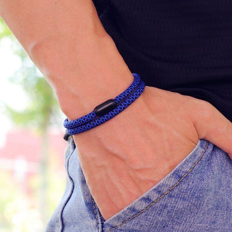 Simple Style Men Bracelet Rope Unfading Male Stainless Steel Braclet Attract Magnetic Braslet Bohemia Fabric Brazalete Pulseria