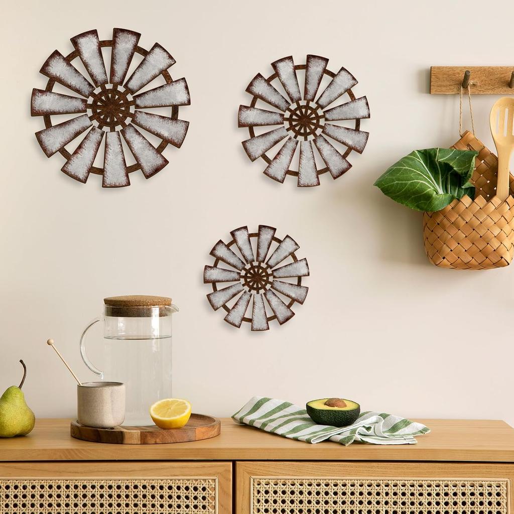 VGICH Farmhouse Wall Decor Home Sign with Wooden Windmill for O, Rustic Hanging Home Letters Decorative Art Signs for Living Room Kitchen Bedroom