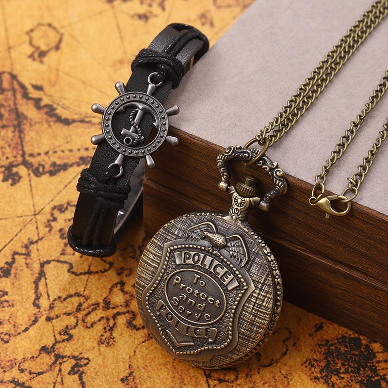 

2 шт./набор, 1 шт. Мужские винтажные кварцевые карманные часы с ожерельем и 1 шт. Повседневный спортивный браслет, идеальный выбор для подарков