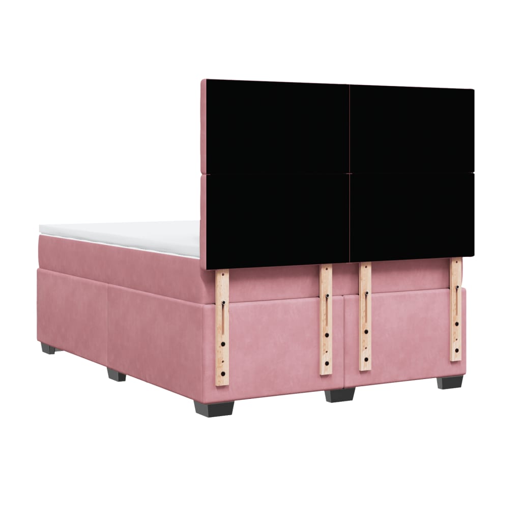 Box Spring Bed with Mattress Pink 140x200 cm Velvet