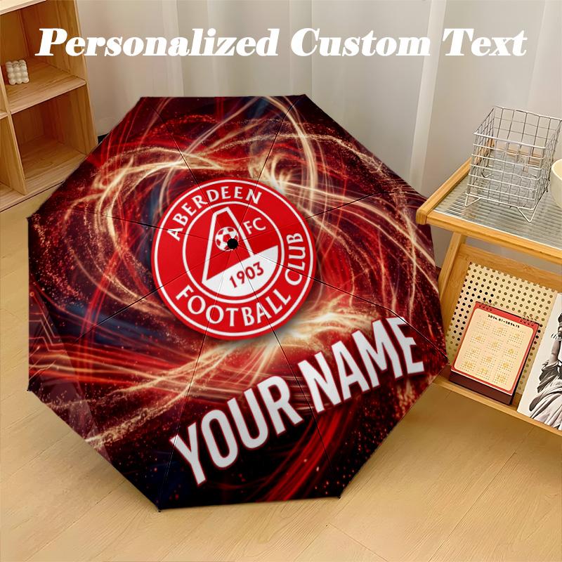 8 Rib Auto Folding Umbrella Aberdeen FC Print Custom Name Text Portable Rain Gear