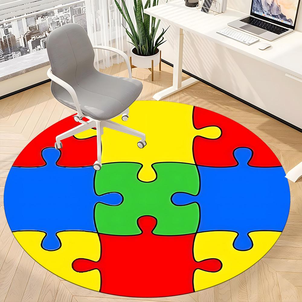 1PC Puzzle Circle Chair Carpet for Office Non-Slip, Lightweight, Machine Washable Rug for Office, Sleeping, Room - Holiday Decoryy251009137