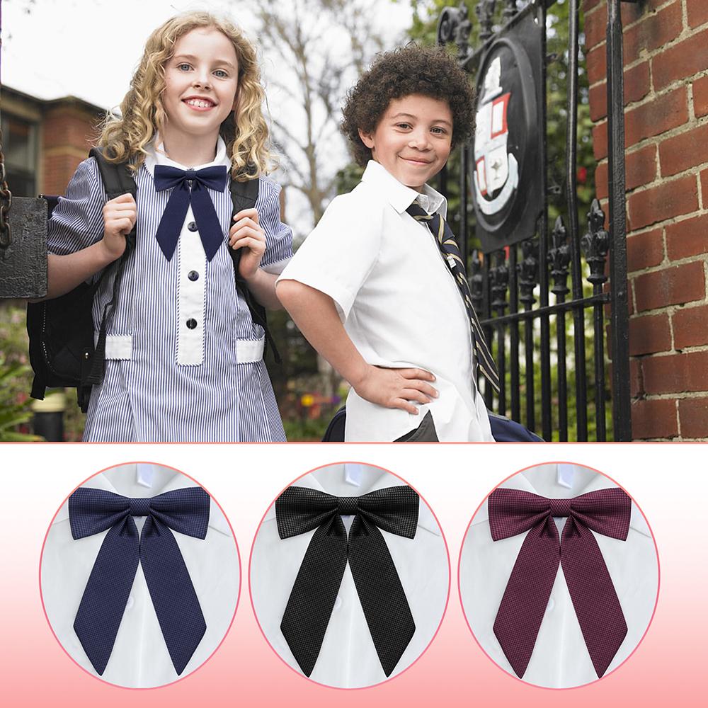 Women Girls Pre-tied Adjustable Bow Tie, Solid Ribbon Long Tail Bowknot for JK Uniform Lolita Shirt School Cosplay Party