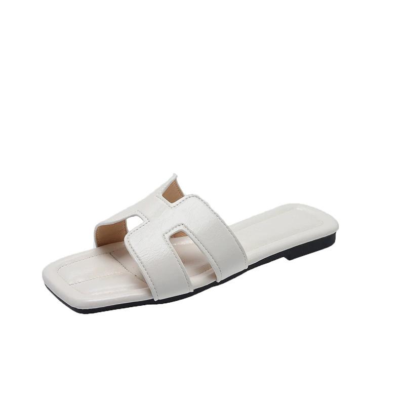 

Модные пляжные тапочки из мягкой искусственной кожи на плоской подошве, женская верхняя одежда, летние сандалии и тапочки для женщин 40 бежевый