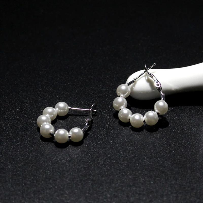 

5 Style Imitation Pearl Large Hoops Earrings Luxury Pearl Round Loop Earring For Women Weding Creole Jewelry Pendientes Aros