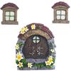 Feentür Fenster Skulptur Bastelarbeiten Miniatur Garten Tür Fenster Figuren Ornamente Feiertagsgeschenke Heimdekoration für Hof Rasen