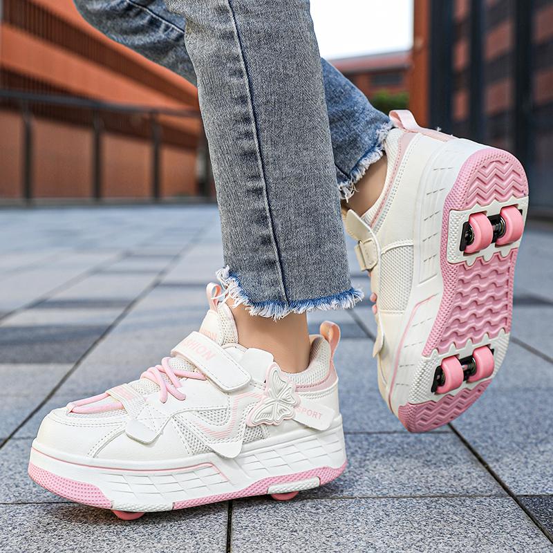 Scarpe per Bambini/Bambine Taglia 29-40 con Quattro Ruote Sportive Pattini a Rotelle Scarpe da Pattinaggio Rimovibili Scarpe da Pattinaggio a Rotelle Scarpe da Pattinaggio per Ragazza