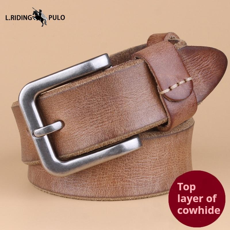 Men's Leather Belt Korean Style Casual Top Layer Leather Pin Buckle Belt Youth Men's Belt