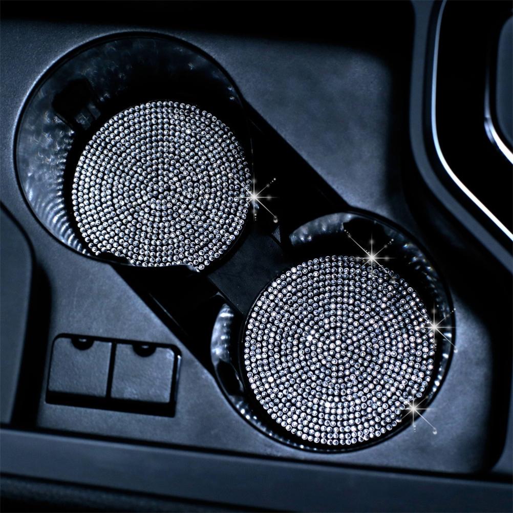 2 Pack Car Cup Coasters Rhinestones Cup Holder Coasters Non Slip Cup Holders Car Interior Universal