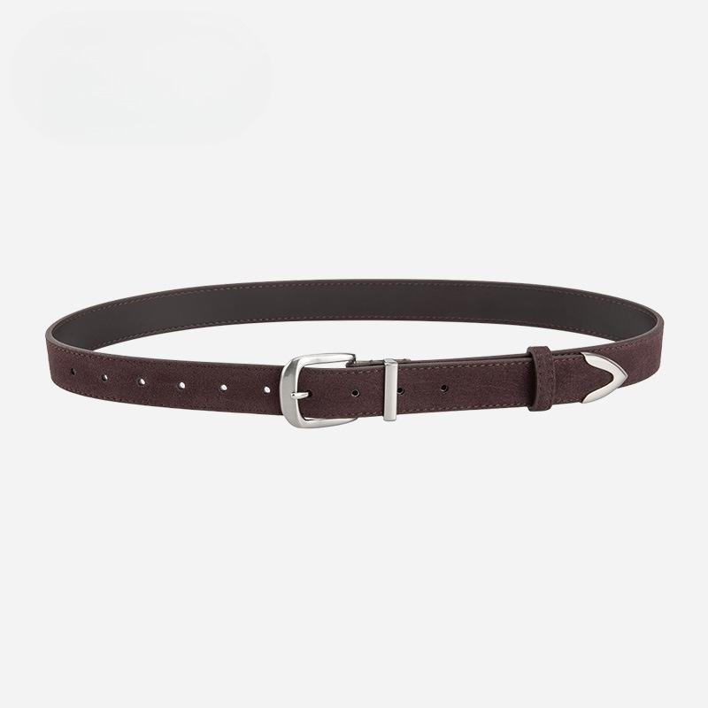 Genuine Leather Women's Belt Reverse Velvet Matte Retro Korean Style Fashionable Versatile Skirt Jeans Belt Women's