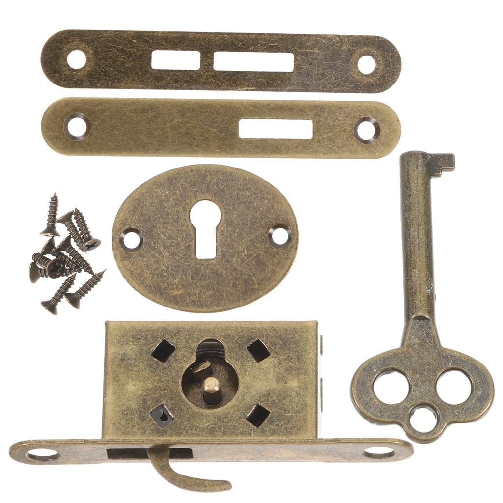 1 Set Bronze Hidden Lock For Jewelry Box Cabinet Drawer Zinc Alloy Security Latch Vintage Style Lock Key Secure Storage