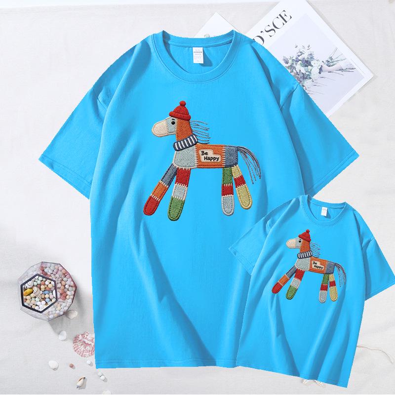 2026 Year of the Horse Red T-Shirt - Unisex Cotton Short Sleeve for Family Photos & New Year Greetings