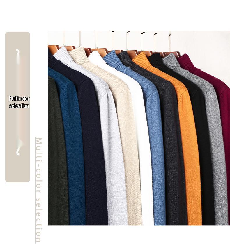 Men's Slim Fit Wool High Neck Sweater - Autumn/Winter Warm Knitwear in Solid Colors