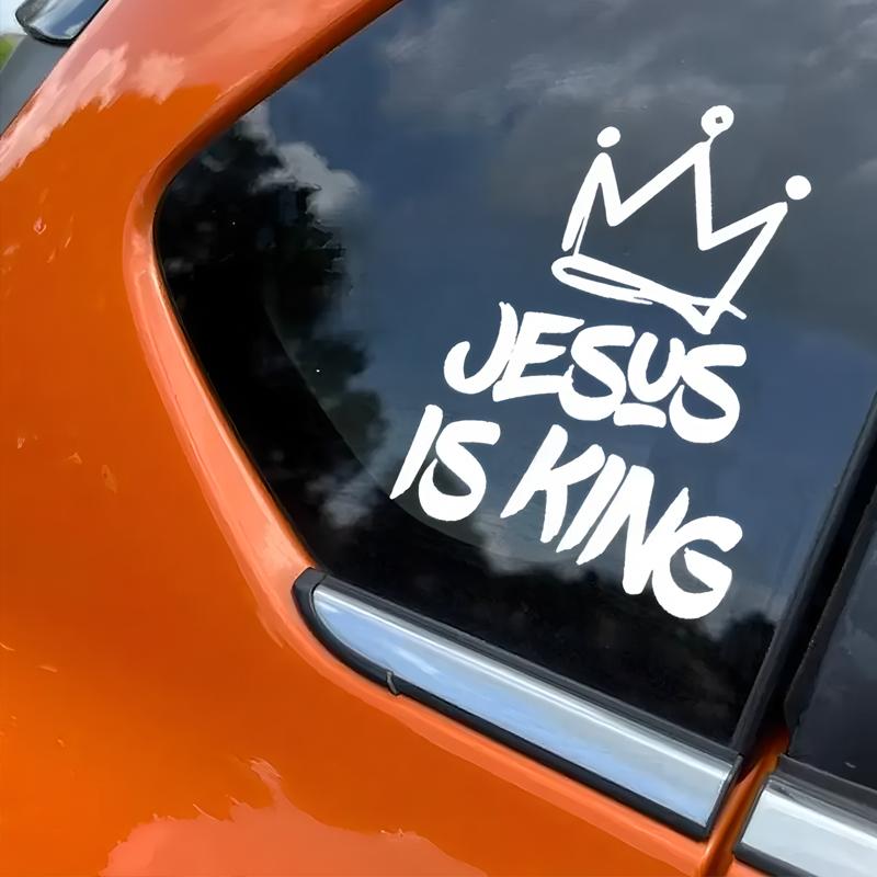 Jesus is King and wears a crown creative&funny stickers for cartoon fans&lover,high quality for car trucks motorcycles & laptops