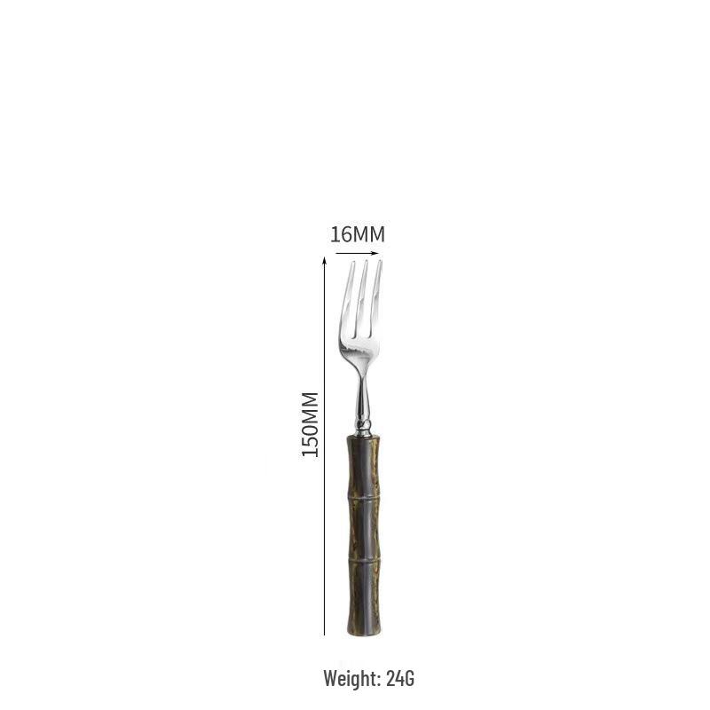 304 Stainless Steel Gold Cutlery Set with Violet Acrylic Bamboo Joint Handles: Includes Knife, Fork, and Spoon for Hotel Light Luxury Use.