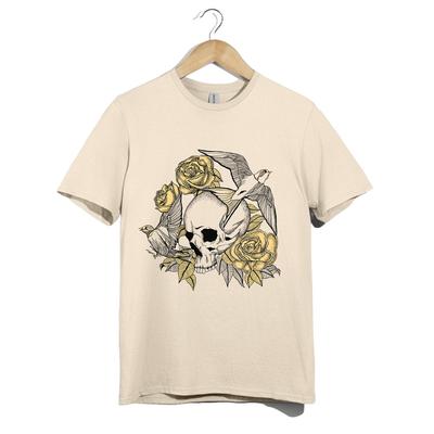 Skull Rose Bird Shirt Unisex Gothic Floral Tattoo Tee Dark Art Vintage Nature