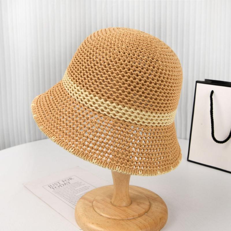 Women's summer cut-out color block short-brim fashion basin hat travel sunshade hat