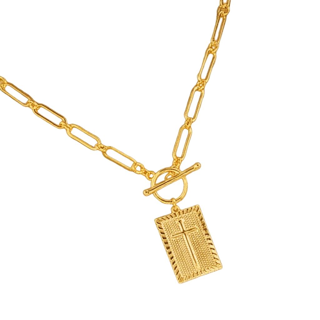 Stylish Cross Pendant Necklace Multifuntional Neck Jewelry Copper Texture Suitable for Everyday Wear and Parties