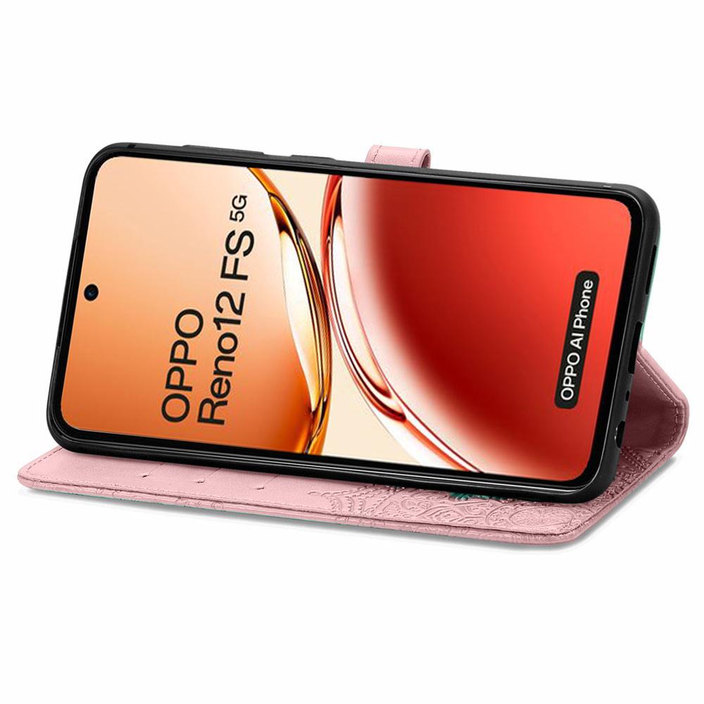 Flip Case for Oppo Reno 12FS / 12F, Mandala, Rose Gold