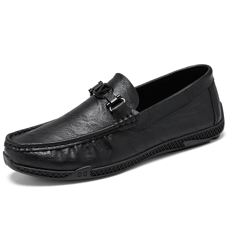 Luxury Fashion Formal Loafers Slip on Leather Men Casual Shoes Comfortable Men Moccasins Italian Soft Male Driving Shoes