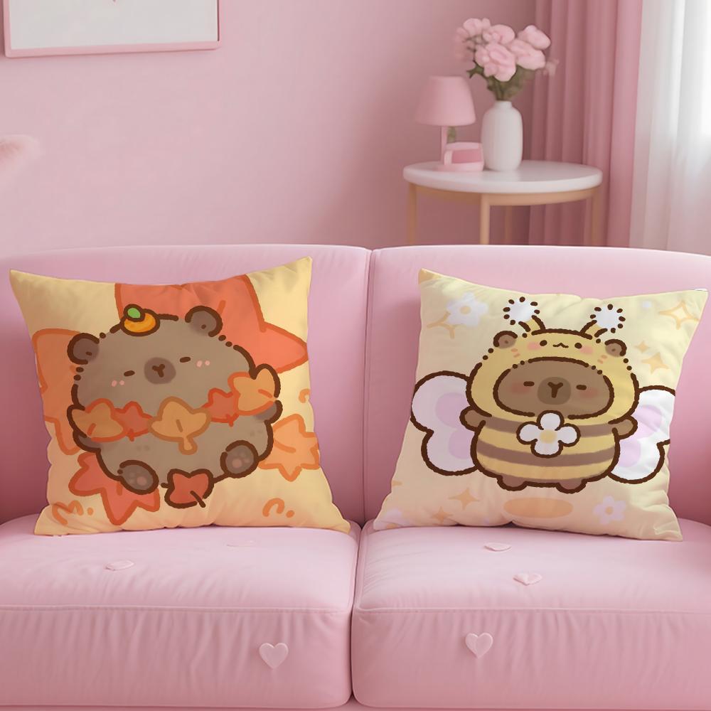 classic animal Capybara Cushion Cover Soft & Easy-Wash Pillow Case – Versatile for Couch, Bed, Travel and Office