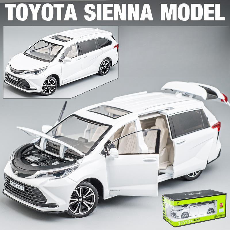 

1/24 TOYOTA SIENNA MPV Van Diecast Toy Car Model Miniature Pull Back Sound & Light Doors Openable Collection Gift For Boy Kid белый